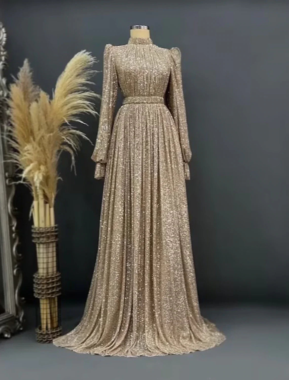 Black Evening Gown Glittering Dress Christmas Tie Floor Length Long Sleeve Jewel Neck Fall Wedding Guest with Ruched