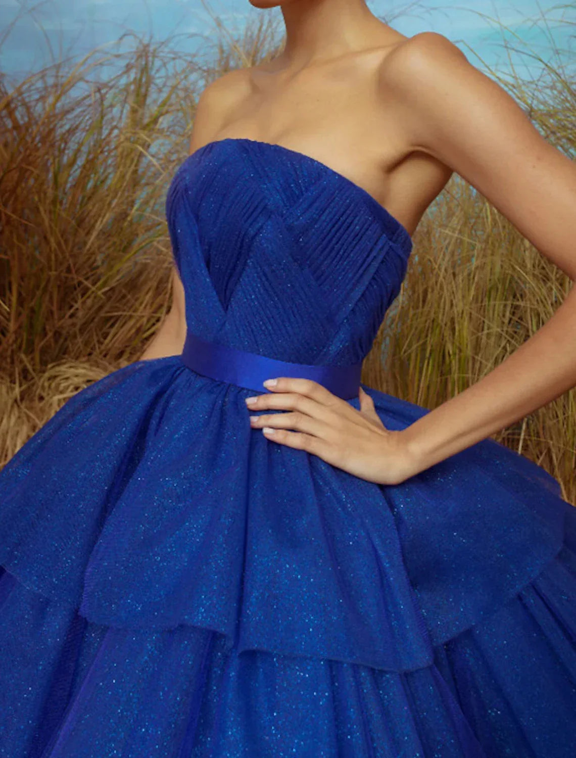 Ball Gown Cocktail Dresses 1950s Dress Engagement Prom Ankle Length Sleeveless Strapless with Sash / Ribbon Tiered