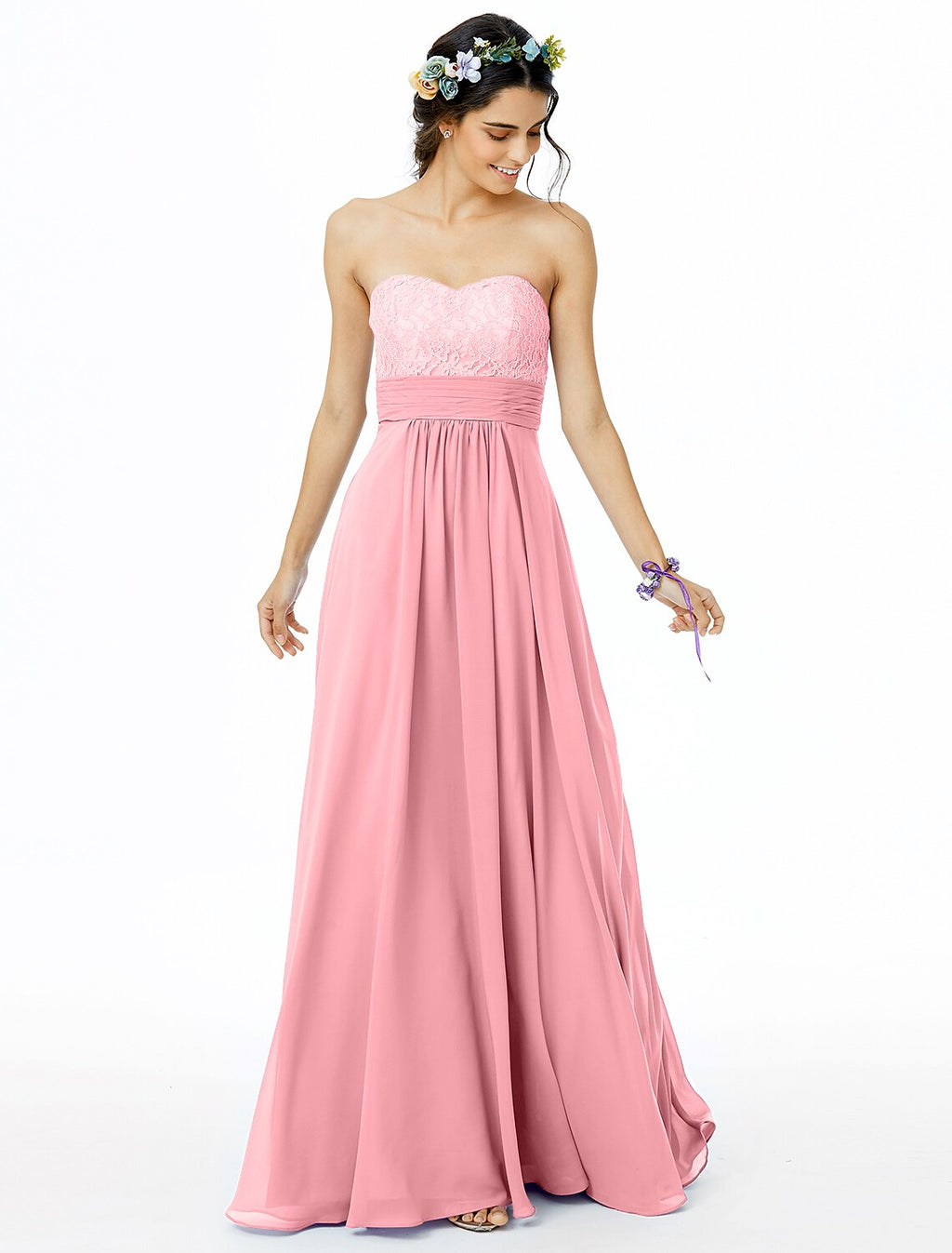 Bridesmaid Dress Sweetheart Neckline Sleeveless Open Back Floor Length / with / Sash / Ribbon / Ruched