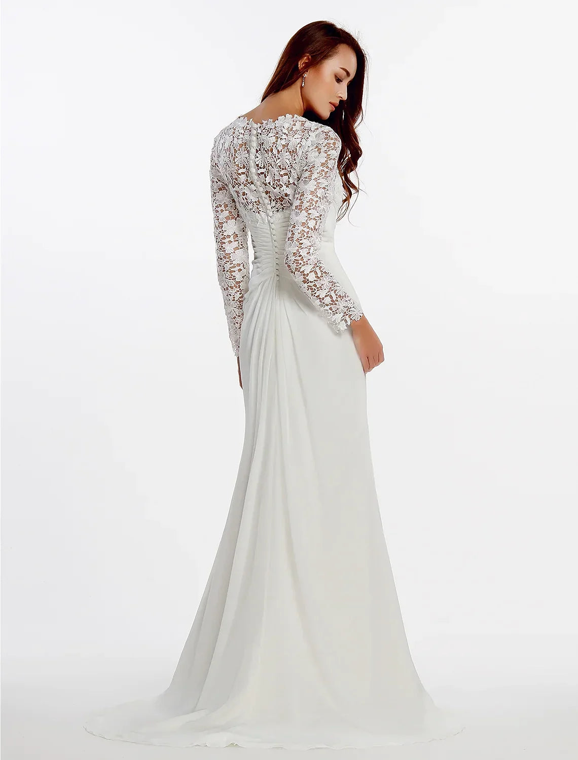 Beach Wedding Dresses Chapel A-Line Long Sleeve