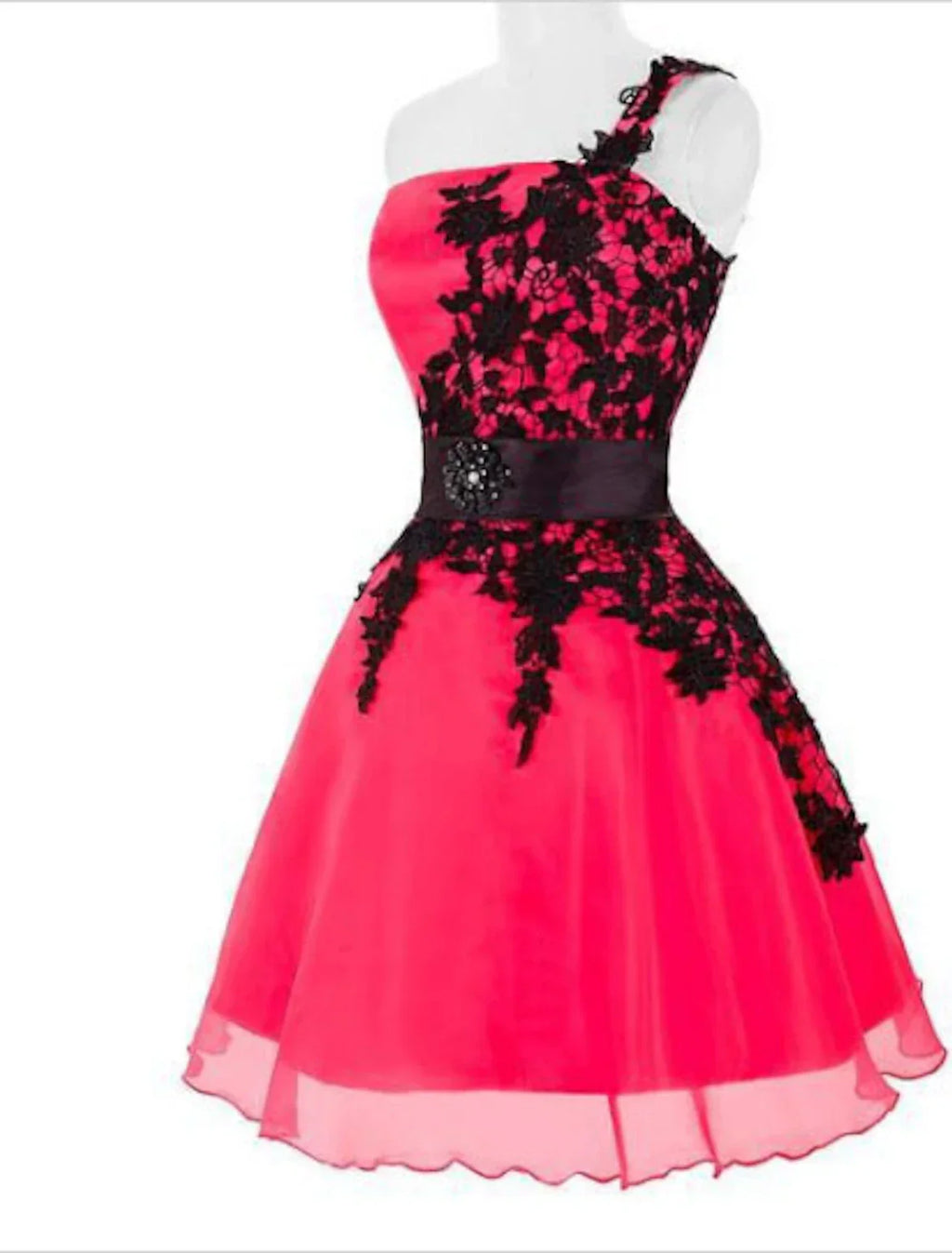 White Color Block Party Wear Cocktail Party Dress One Shoulder Sleeveless Short / Mini with Appliques
