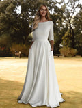 Casual Wedding Dresses A-Line Length Sleeve Pleats