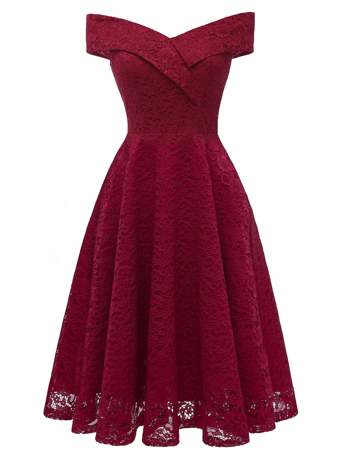 WE Party Dress Holiday Graduation Knee Length Short Sleeve Off Shoulder Bridesmaid Dress with Pleats