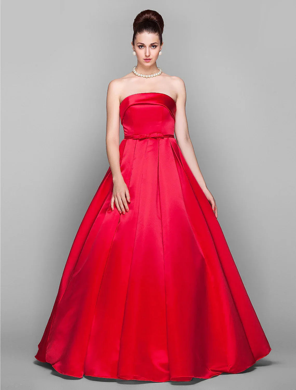 Ball Gown Elegant Dress Quinceanera Prom Floor Length Sleeveless Strapless with Bow(s)