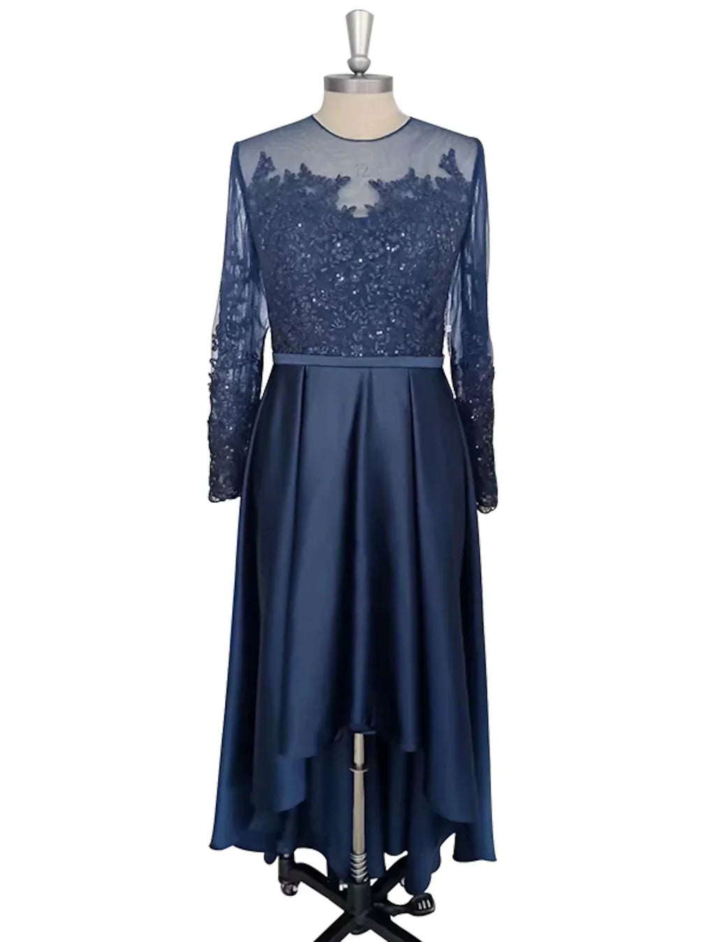 Cocktail Dresses Elegant Dress Party Wear Wedding Party Asymmetrical Long Sleeve Jewel Neck with Crystals Appliques