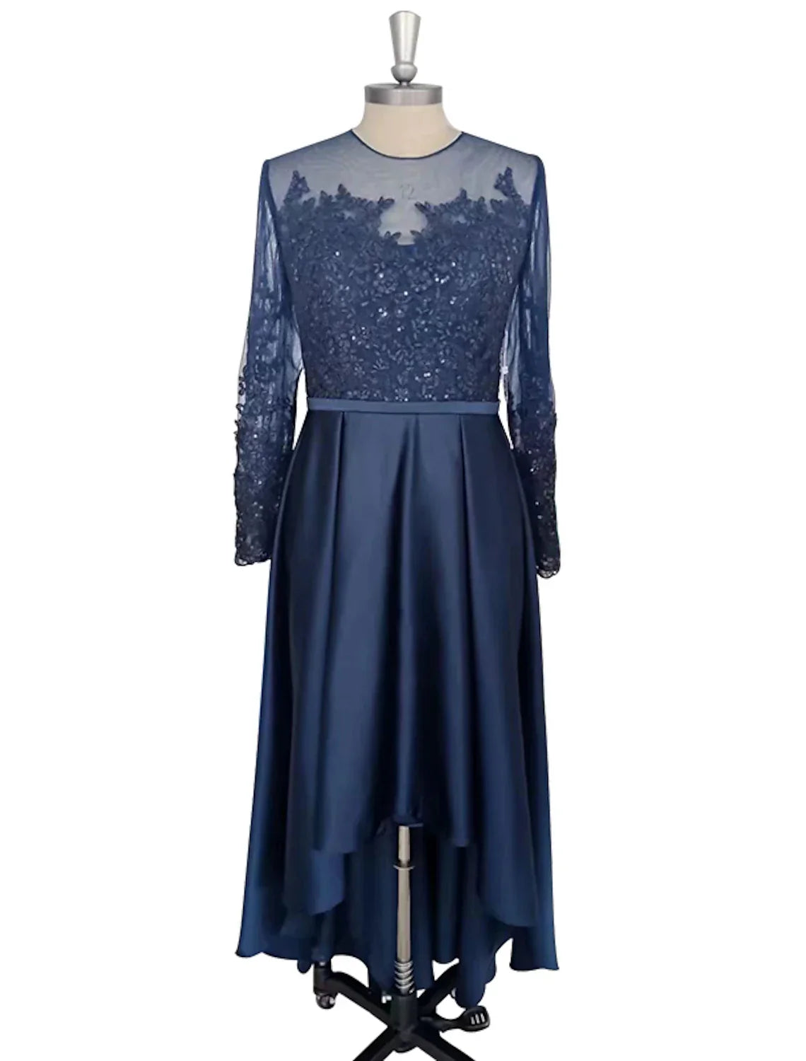 Cocktail Dresses Elegant Dress Party Wear Wedding Party Asymmetrical Long Sleeve Jewel Neck with Crystals Appliques