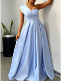 Evening Gown Elegant Dress Formal Floor Length Sleeveless One Shoulder with Pleats Ruched