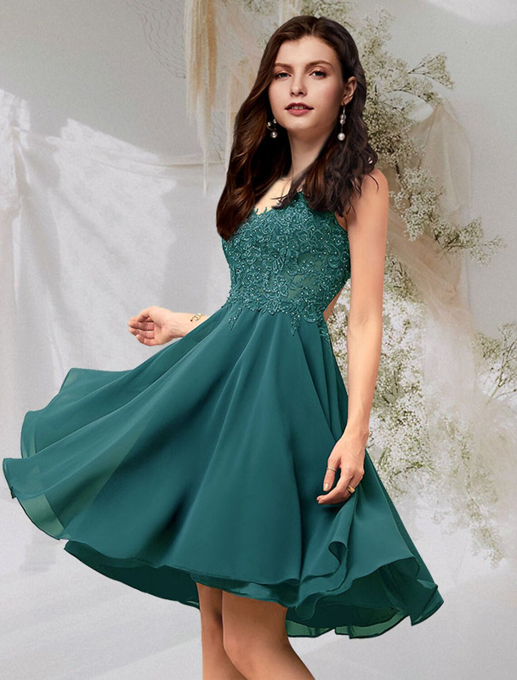 Cocktail Dresses Flirty Dress Homecoming Graduation Short / Mini Sleeveless V Neck Backless with Beading
