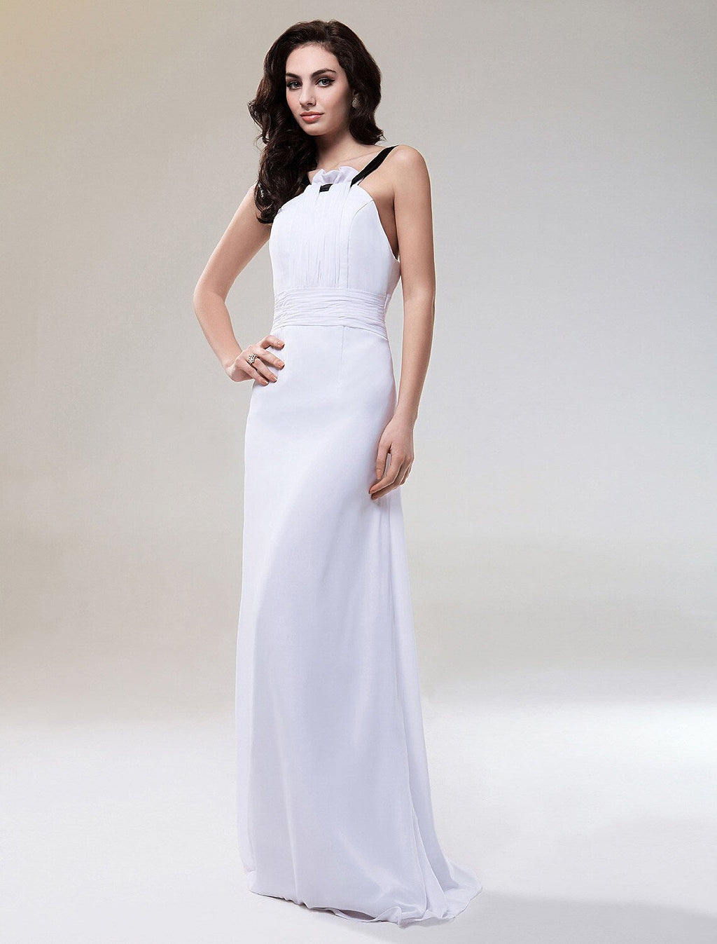 Bridesmaid Dress Straps Sleeveless Floor Length with Ruched