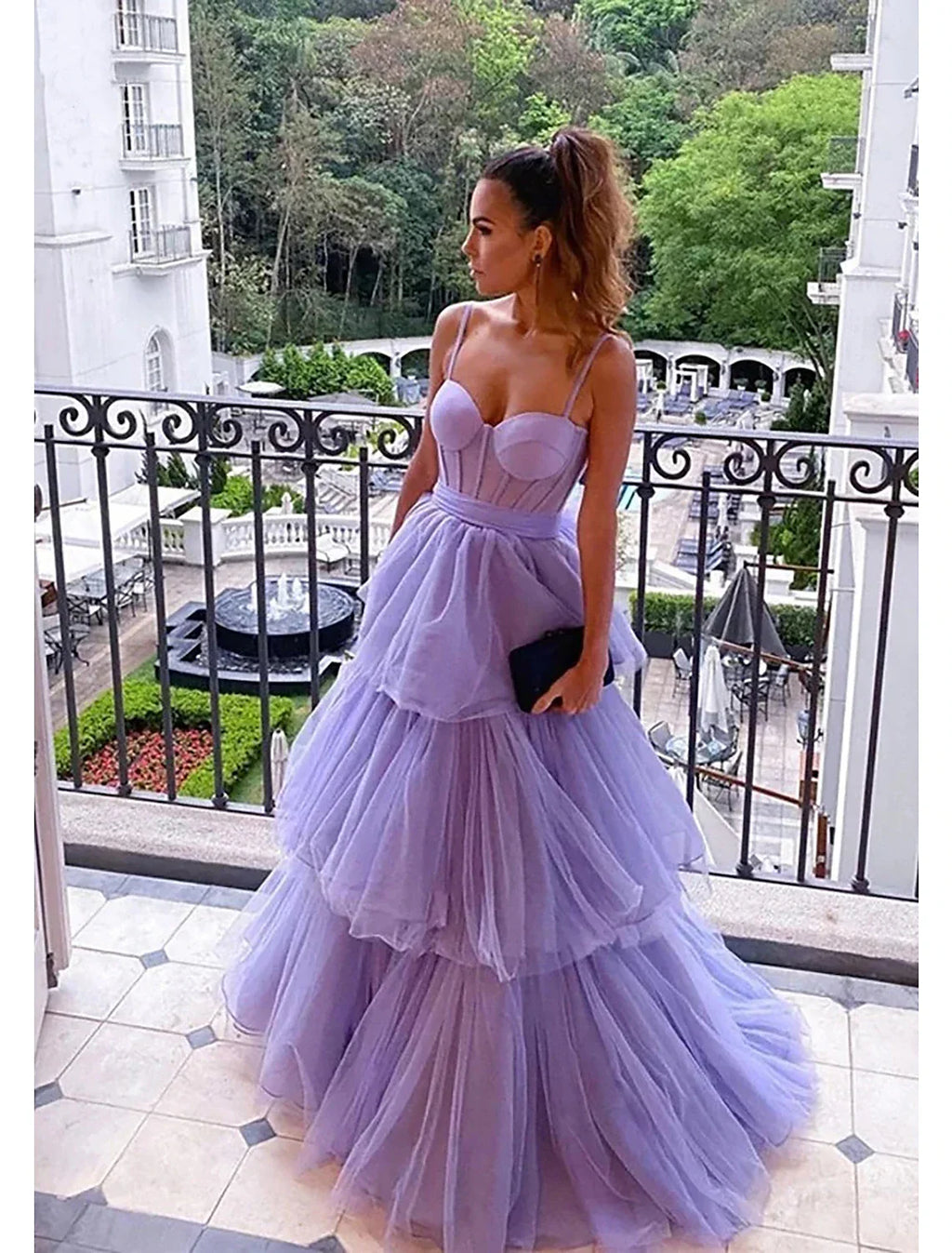 Ball Gown Prom Dresses Tiered Dress Formal Floor Length Sleeveless Sweetheart Backless with Pleats Ruched