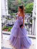 Ball Gown Prom Dresses Tiered Dress Formal Floor Length Sleeveless Sweetheart Backless with Pleats Ruched
