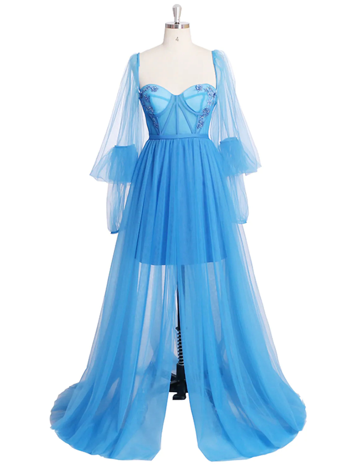 Corsets Luxurious Elegant Engagement Formal Evening Birthday Dress Long Sleeve with Pleats