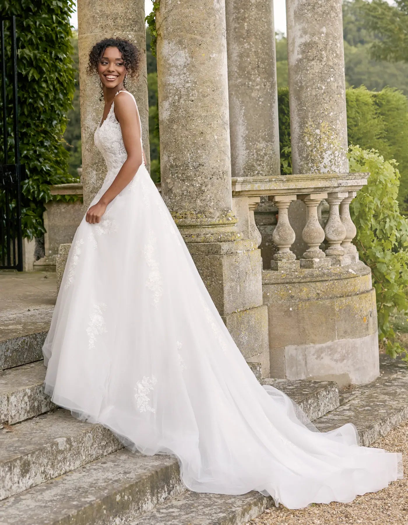 a sparkling a-line with spaghetti straps