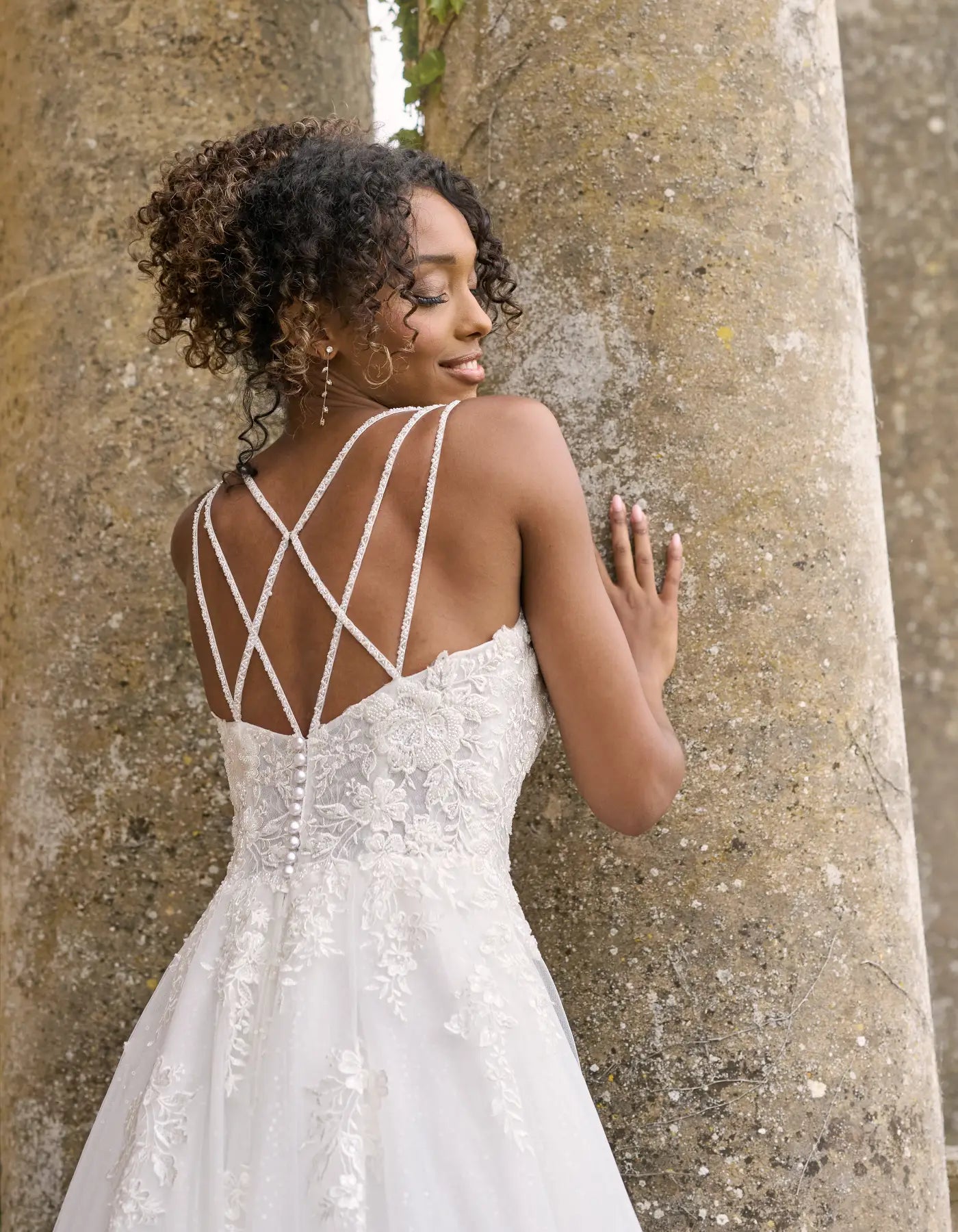 a sparkling a-line with spaghetti straps