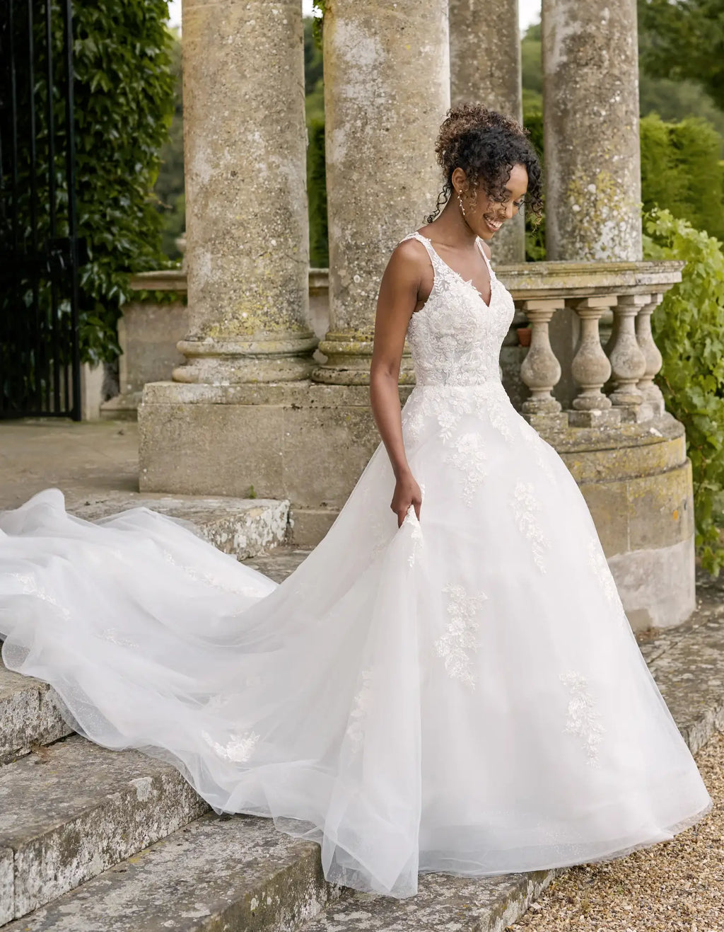 a sparkling a-line with spaghetti straps