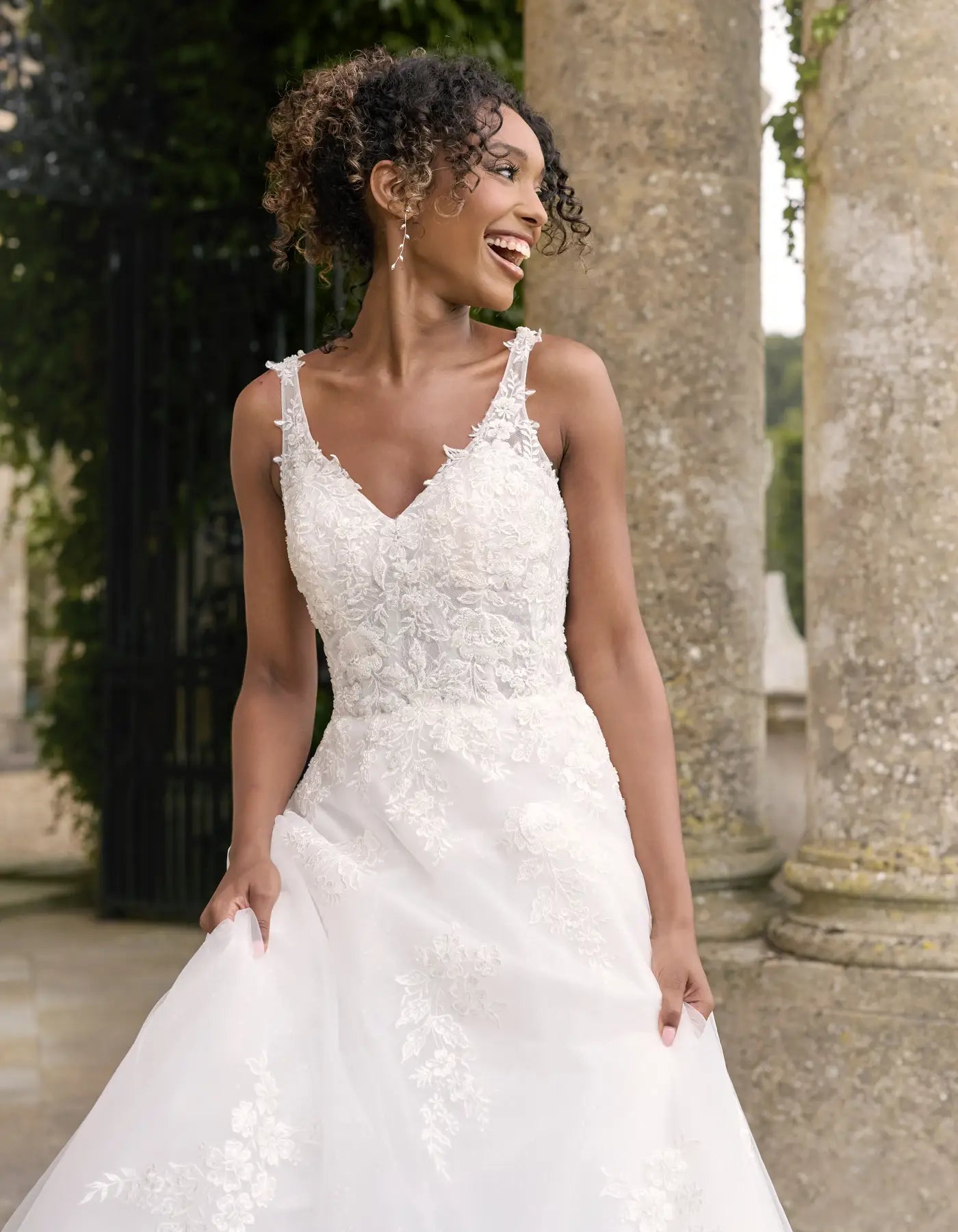 a sparkling a-line with spaghetti straps
