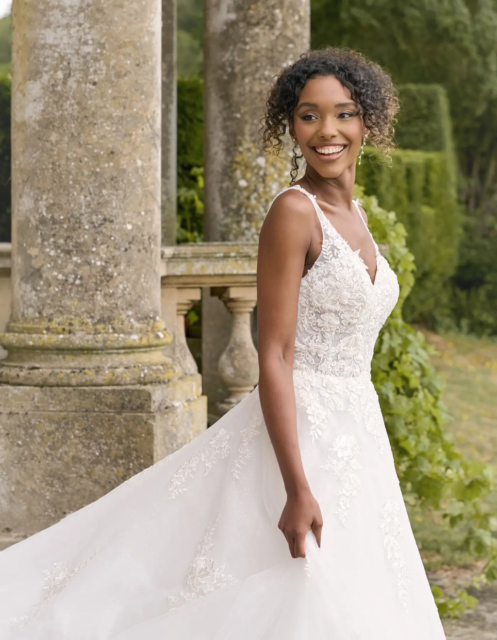 a sparkling a-line with spaghetti straps