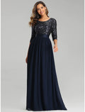Wedding Guest Formal Evening Dress Length Sleeve Floor Length