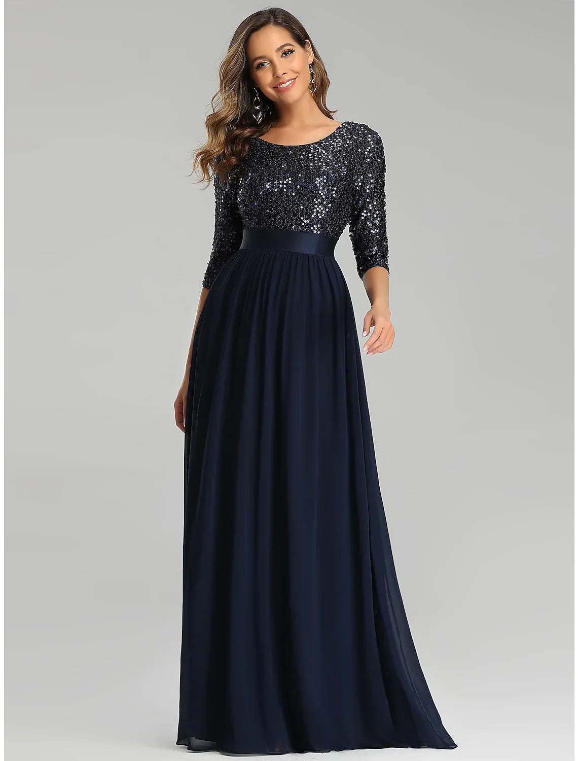 Wedding Guest Formal Evening Dress Length Sleeve Floor Length