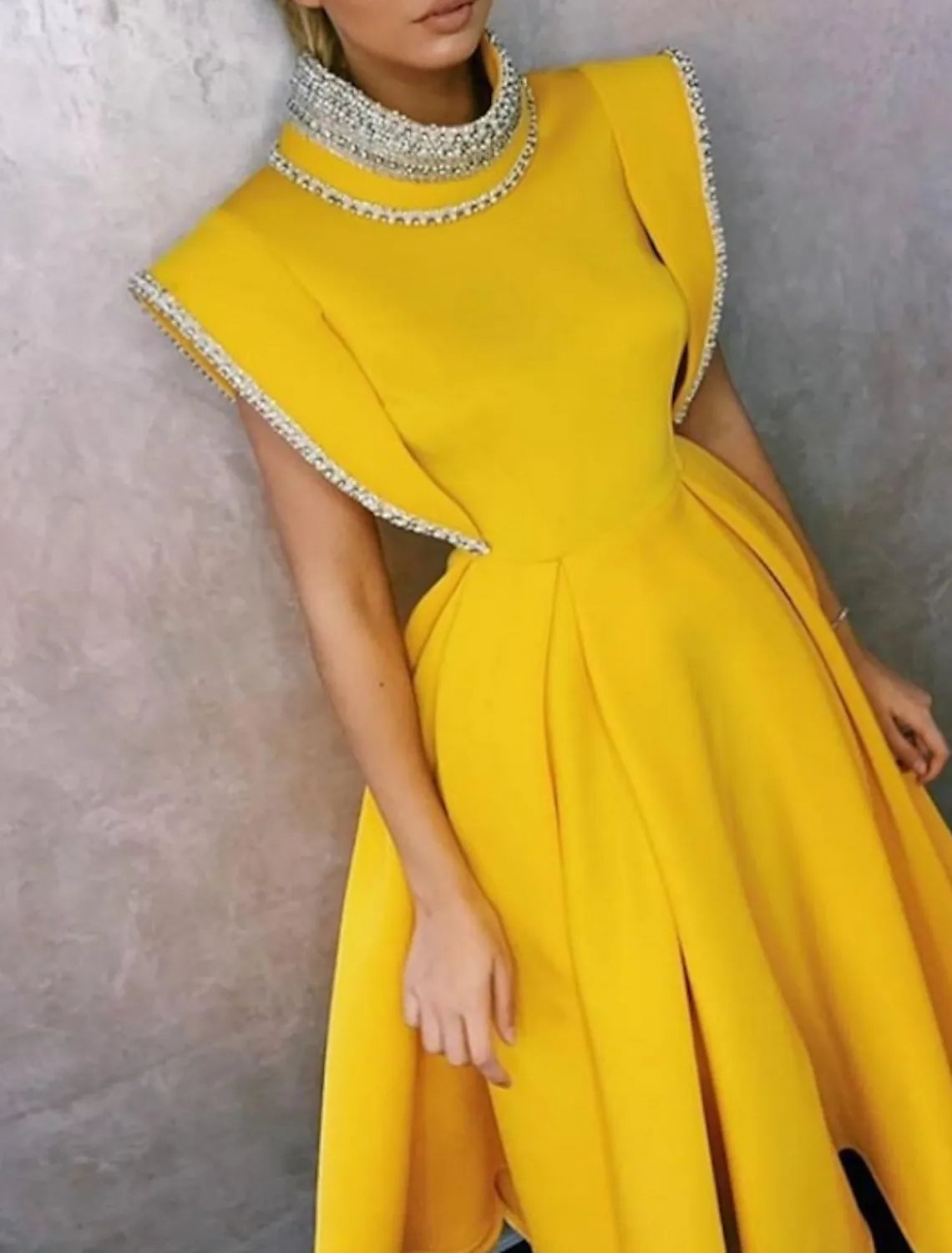 Vintage Party Wear Formal Evening Dress Sleeveless Length Fabric Beading