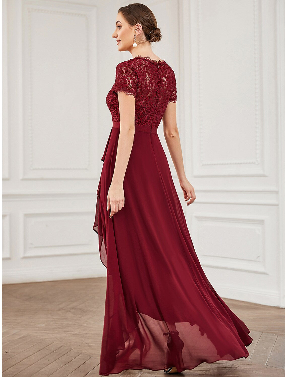 Cocktail Dresses Dress Wedding Party Asymmetrical Short Sleeve V Neck with Slit