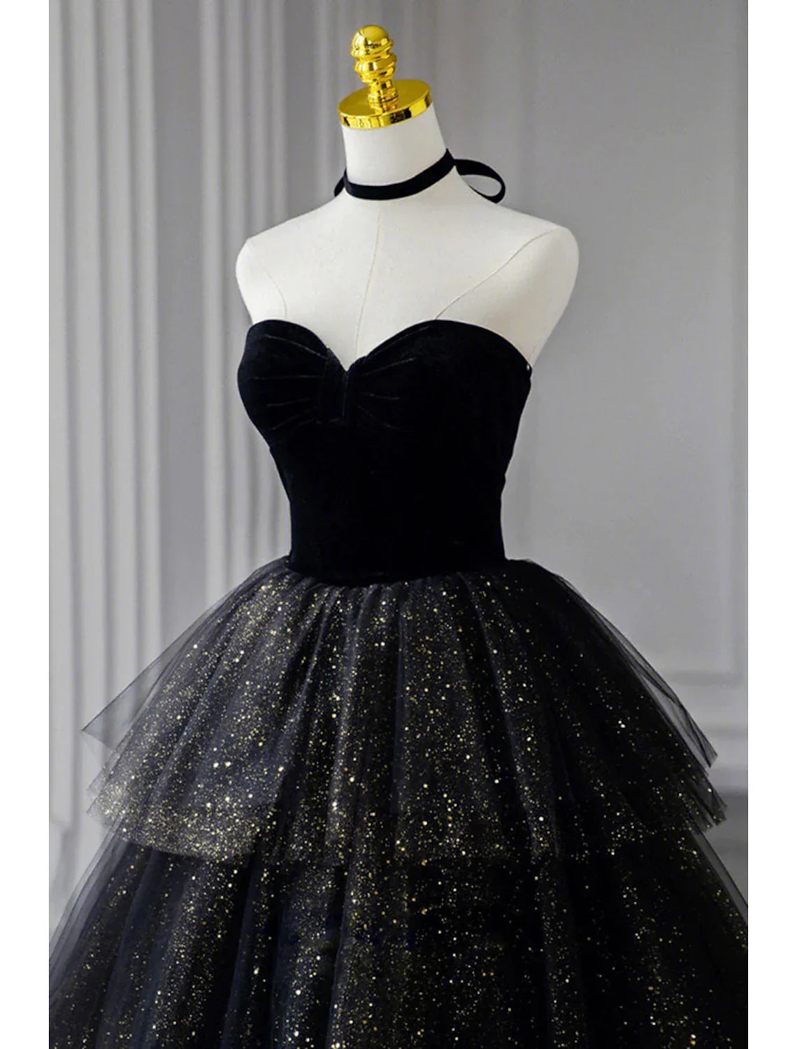 Black Dress Dress Formal Birthday Floor Length Sleeveless Strapless with Ruched