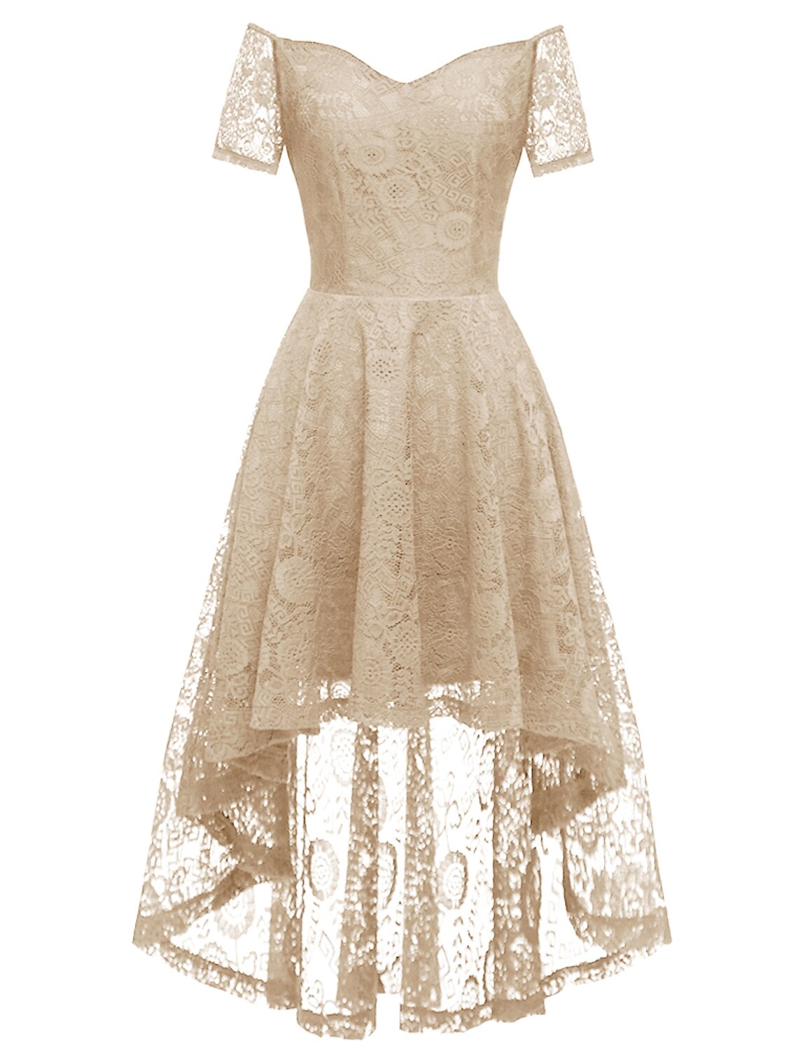 Cocktail Dresses Vintage Dress Graduation Party Wear Knee Length Short Sleeve Off Shoulder with Pleats