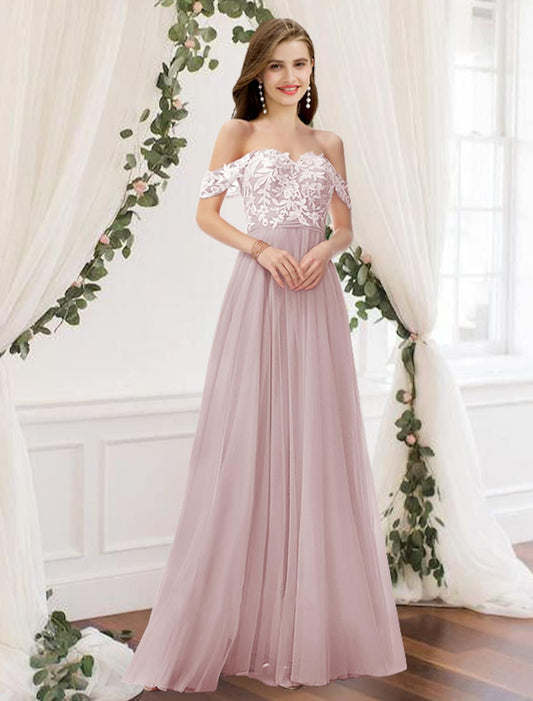 Elegant Red A-Line Classic-Neck Sleeveless Classic-Back Floor-Length Bridesmaid Dress