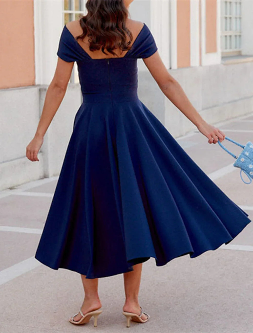 Cocktail Dresses Elegant Dress Tea Length Sleeveless Off Shoulder Fall Wedding Guest Fabric with Ruched