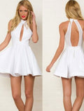 Black Cocktail Dresses Little Dress Dress Homecoming Cocktail Party Short / Mini Sleeveless Halter Neck Fabric with Sleek