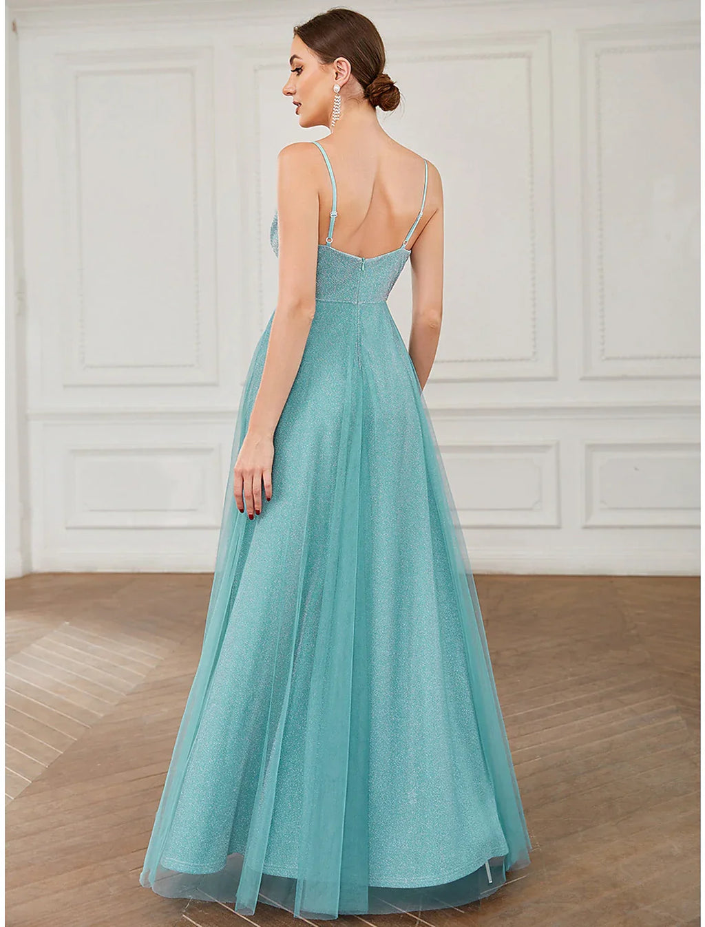 Wedding Guest Floor Length Sleeveless V Neck with Draping