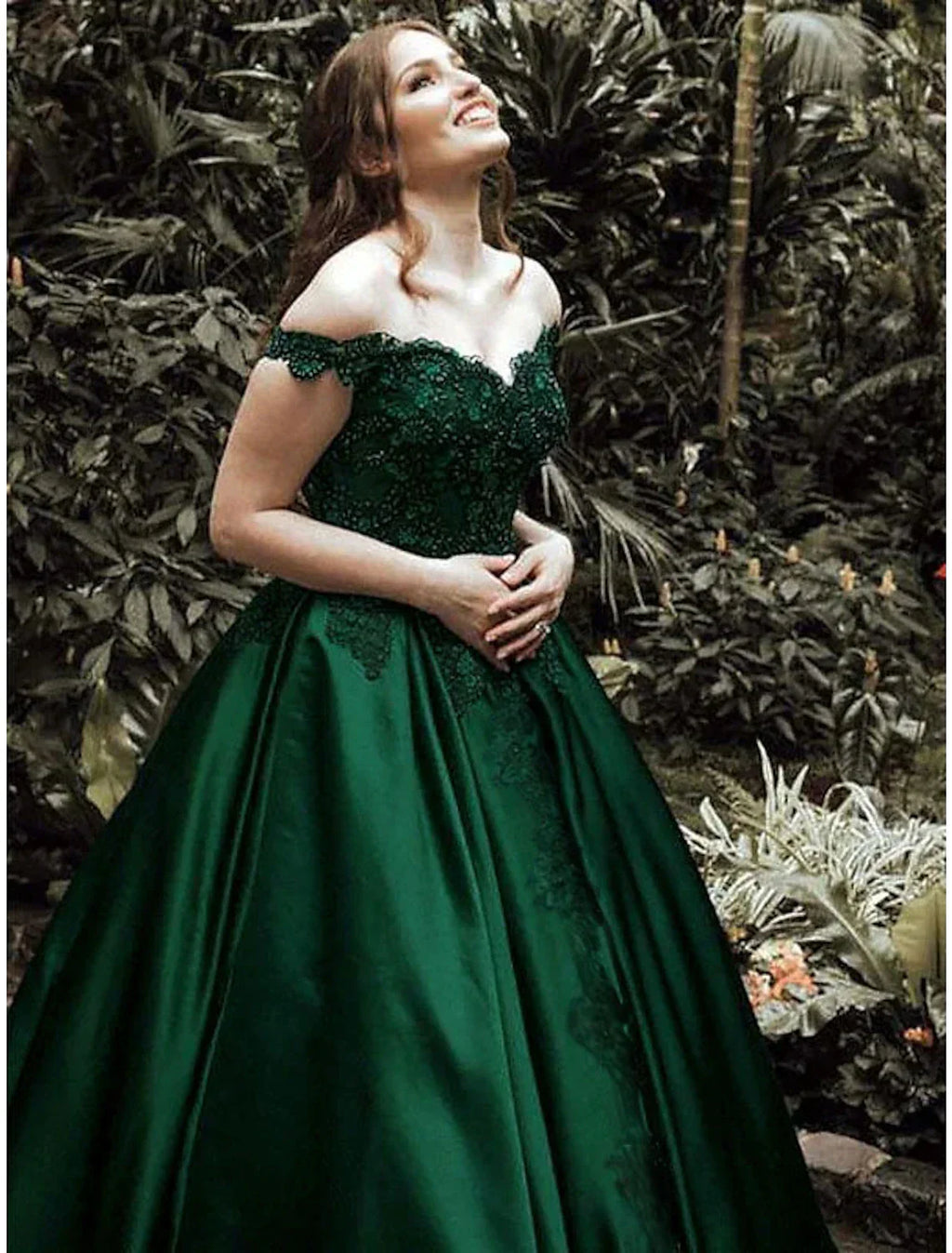 Ball Gown Luxurious Sparkle Quinceanera Prom Dress Off Shoulder Sleeveless Floor Length with Appliques