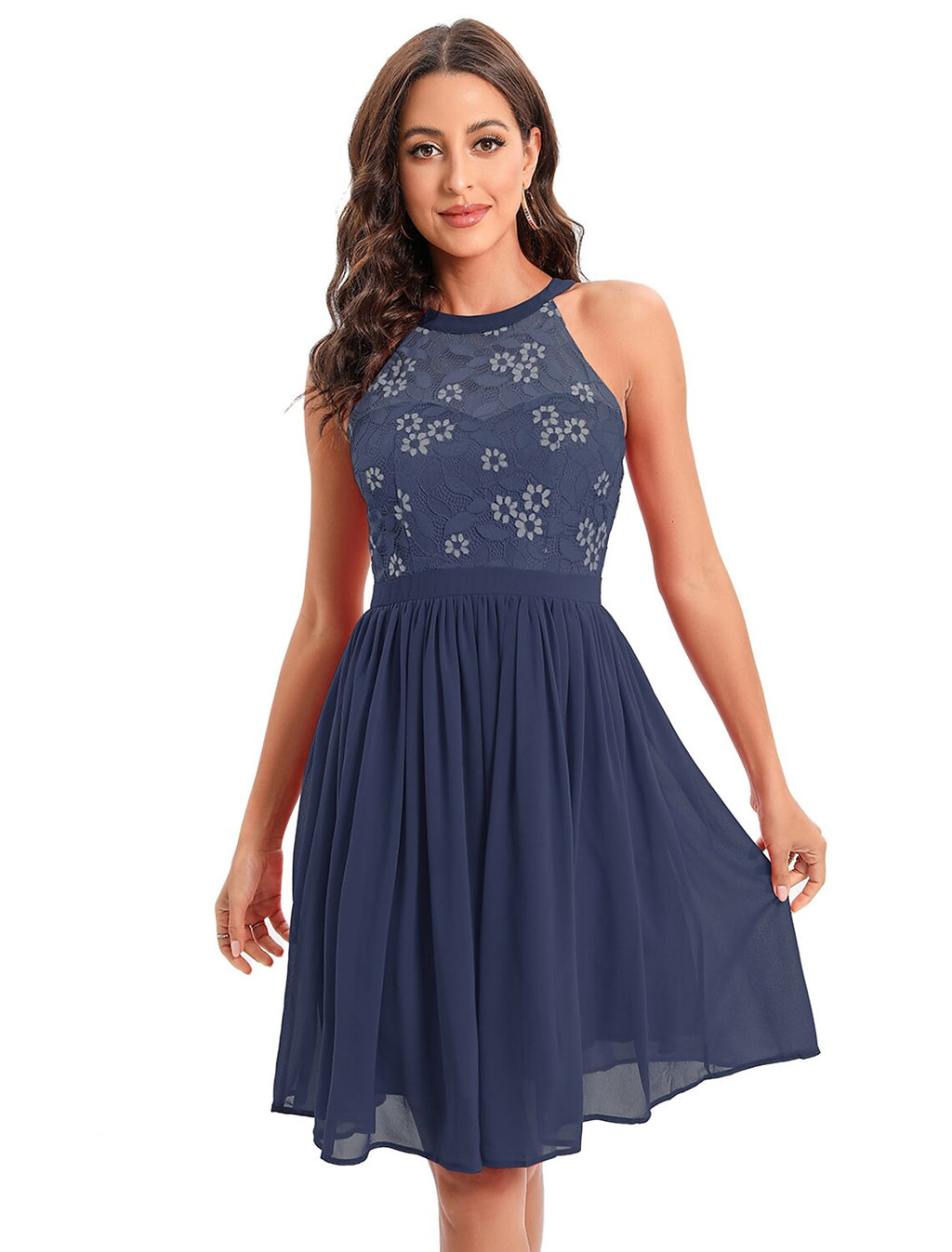 Cocktail Dresses Vintage Dress Graduation Party Wear Knee Length Sleeveless Jewel Neck Blend with Insert Pattern / Print Splicing