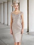 Mother of the Bride Dress Elegant Knee Length Charmeuse Beading
