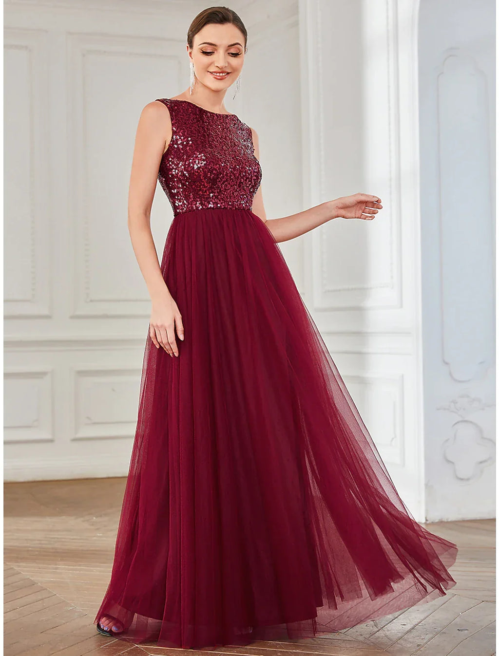 Party Dresses Elegant Dress Wedding Guest Floor Length Sleeveless Jewel Neck