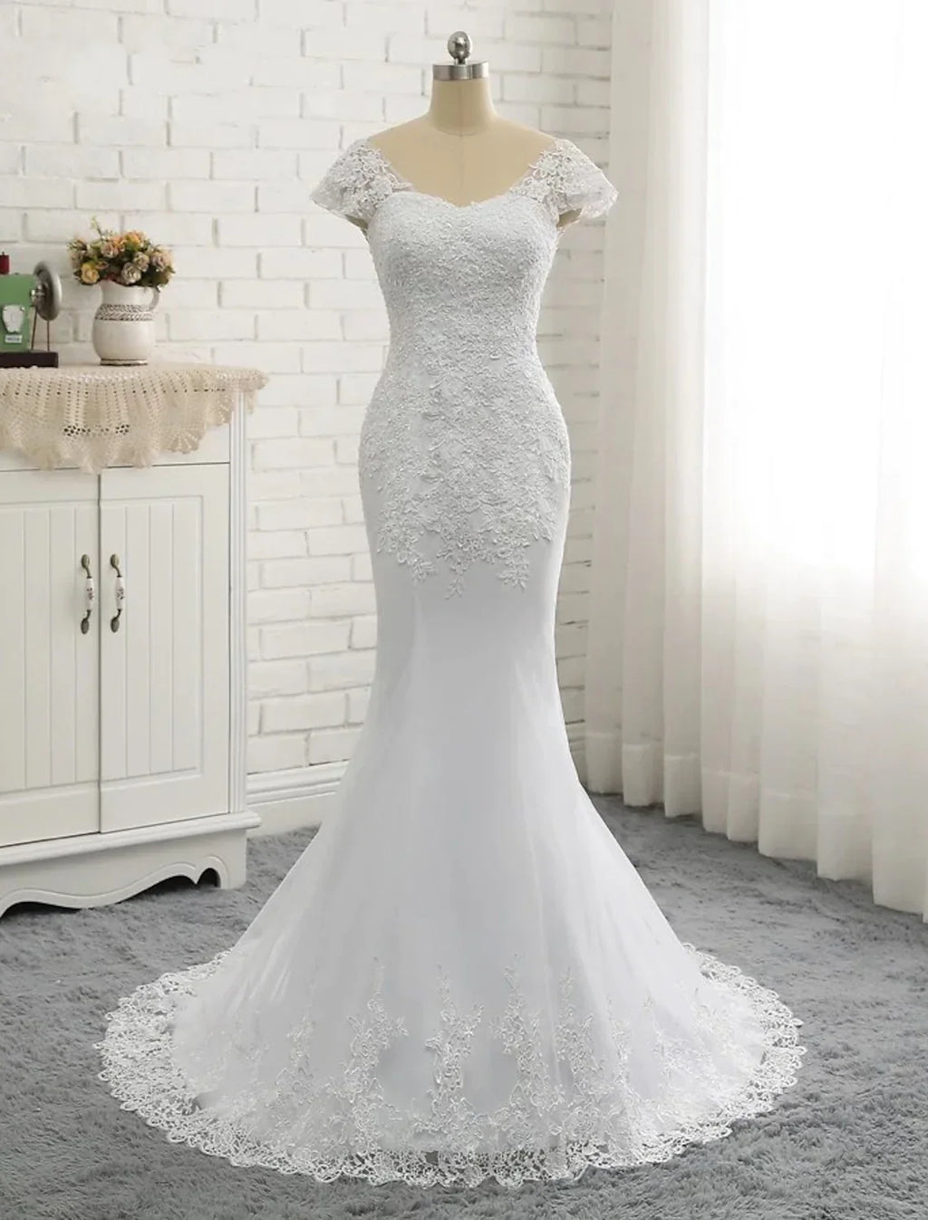 Engagement Open Back Sexy Formal Wedding Dresses Sleeve V Neck With Buttons Pearls