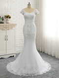 Engagement Open Back Sexy Formal Wedding Dresses Sleeve V Neck With Buttons Pearls