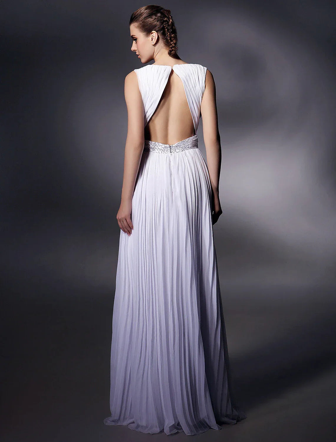 Sheath / Column Celebrity Style Dress Prom Floor Length Sleeveless Plunging Neck with Beading Draping