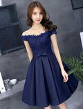 Floral Cocktail Party Prom Dress Off Shoulder Sleeveless Short / Mini with Pleats
