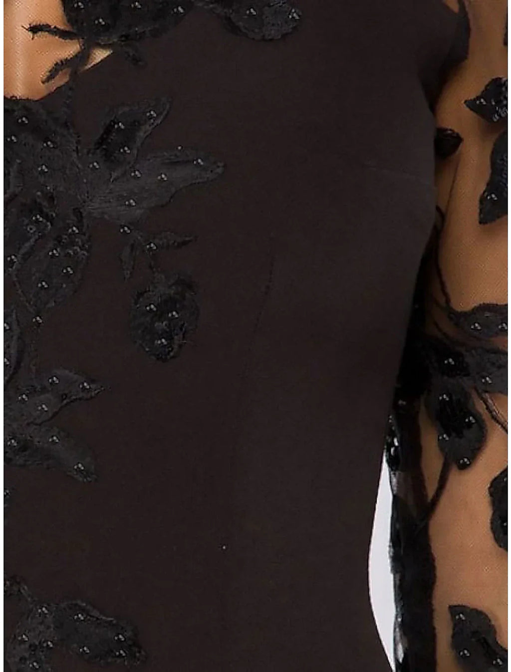 Evening Gown Elegant Dress Wedding Guest Floor Length 3/4 Length Sleeve Jewel Neck with Beading Appliques
