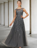 Mother of the Bride Dress Luxurious Elegant Floor Length Sleeveless with Sash Ribbon Beading