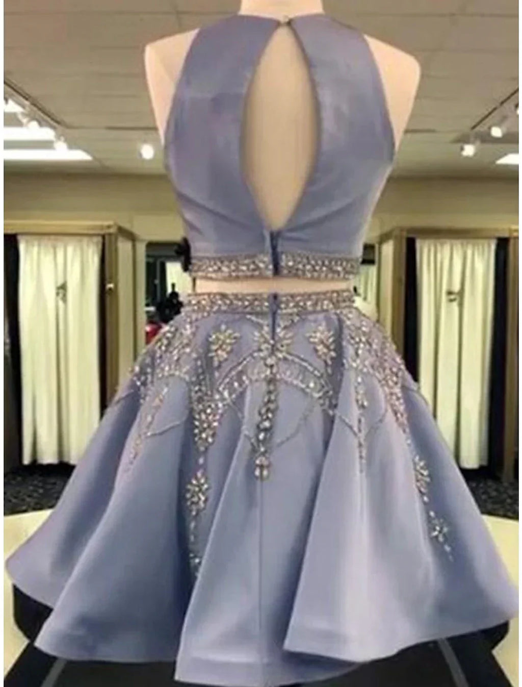 Two Piece Homecoming Dresses Elegant Dress Holiday Graduation Short / Mini Sleeveless Jewel Neck with Beading