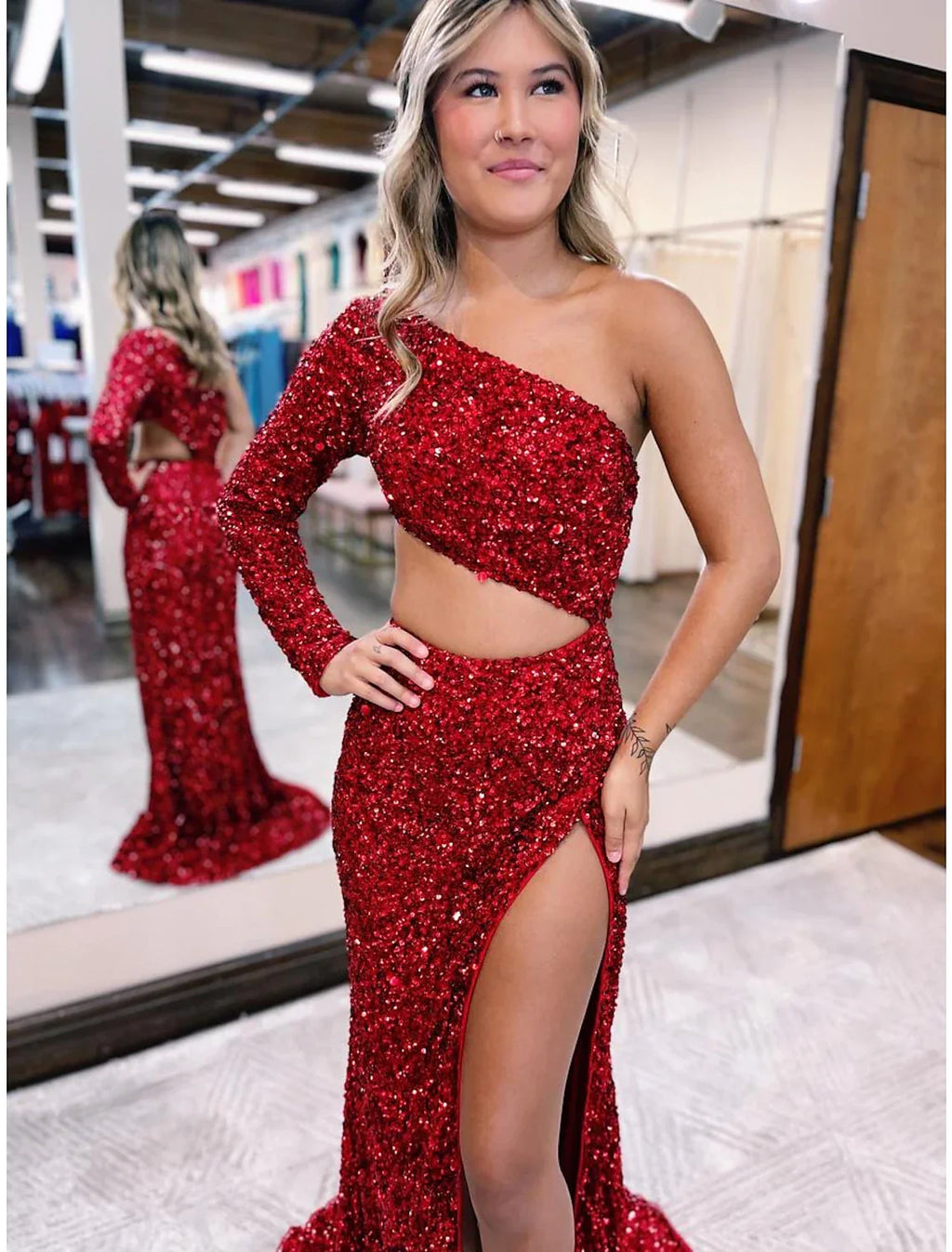 Sheath / Column Prom Dresses Maxi Dress Party Wear Floor Length Short Sleeve V Neck V Back with Slit