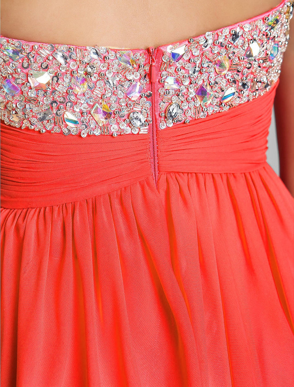 Pink Wedding Guest Short / Mini Sleeveless Sweetheart Dress with Ruched Crystals Beading