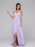 Cold Shoulder Open Back High Low Bridesmaid Dresses
