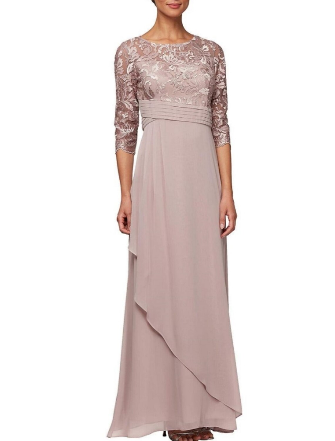 Sheath / Column Mother of the Bride Dress Wedding Guest Elegant Scoop Neck Ankle Length Half Sleeve with Ruching Solid Color