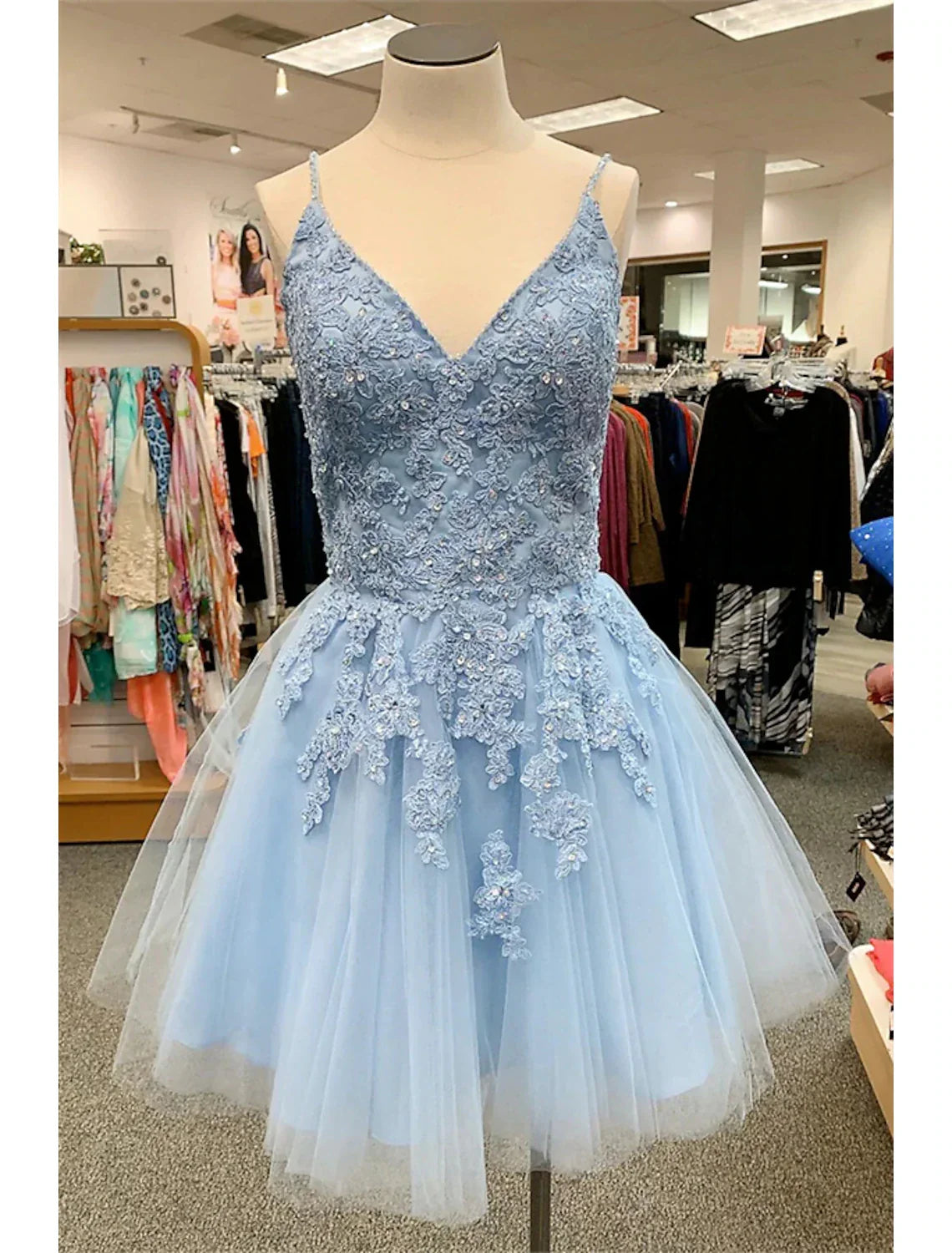 Homecoming Dresses Floral Dress Party Wear Cocktail Party Short / Mini Sleeveless Spaghetti Strap with Appliques