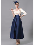 Two Piece Mother of the Bride Dress Wedding Guest Elegant V Neck Knee Length Fabric Half Sleeve with Appliques