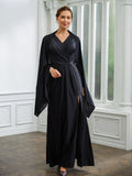 Sheath/Column Ruched V-neck Sleeveless Floor-Length Mother of the Bride Dresses