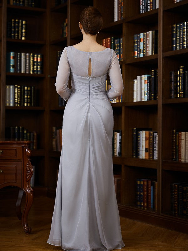 Sheath/Column 30D Beading V-neck 3/4 Sleeves Floor-Length Mother of the Bride Dresses